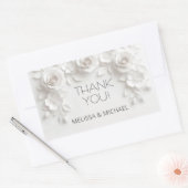 White 3D Roses Wedding Thank You Rechthoekige Sticker (Envelop)