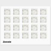 White 3D Roses Wedding Thank You Vierkante Sticker (Vel)