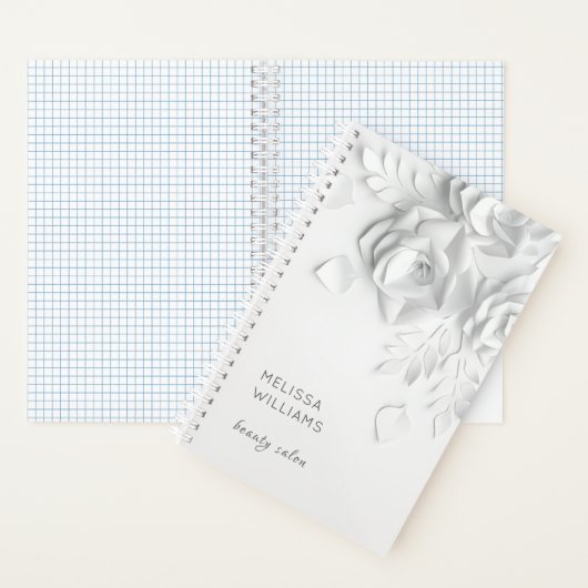 White 3D Simple Flowers Notitieboek (Binnen)