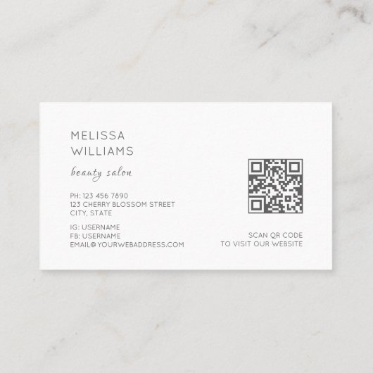 White 3D Simple Flowers Visitekaartje (Achterkant)