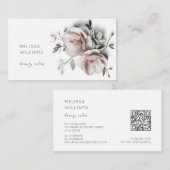 White 3D Simple Flowers Visitekaartje (Voorkant / Achterkant)