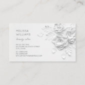 White 3D Simple Flowers Visitekaartje (Achterkant)