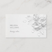 White 3D Simple Flowers Visitekaartje (Voorkant)