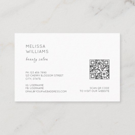 White 3D Simple Flowers Visitekaartje (Achterkant)