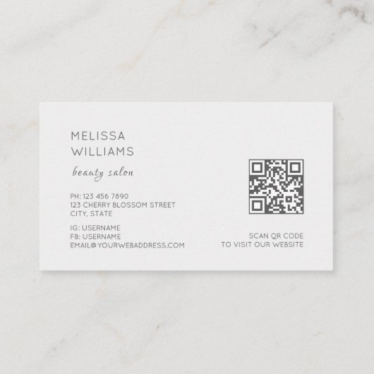 White 3D Simple Flowers Visitekaartje (Achterkant)