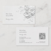 White 3D Simple Flowers Visitekaartje (Voorkant / Achterkant)