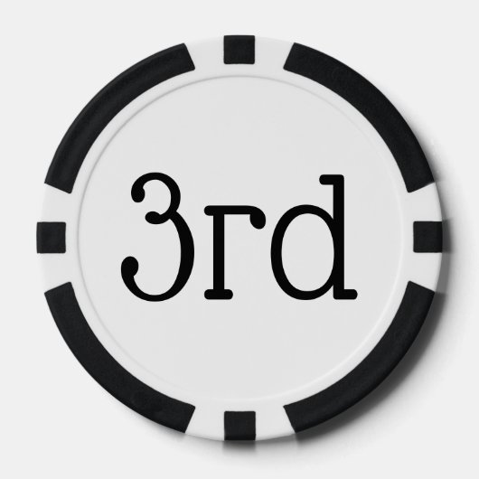 White 3rd Third Place Winner Award Poker Chips (Voorkant)