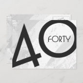 White 40 Decade Birthday Briefkaart (Voorkant / Achterkant)