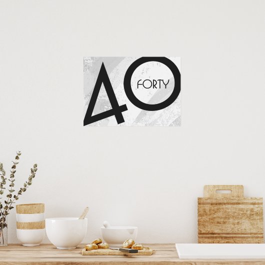 White 40 Decade Birthday Poster (Keuken)