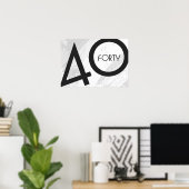 White 40 Decade Birthday Poster (Thuiskantoor)