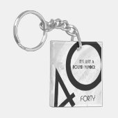 White 40 Decade Birthday Sleutelhanger (Voorkant Links)