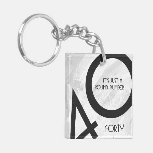 White 40 Decade Birthday Sleutelhanger (Voorkant Links)