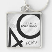 White 40 Decade Birthday Sleutelhanger (Voorkant)