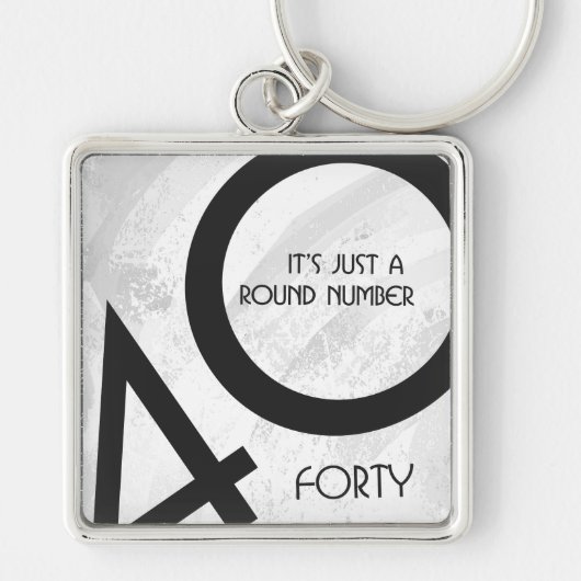 White 40 Decade Birthday Sleutelhanger (Voorkant)