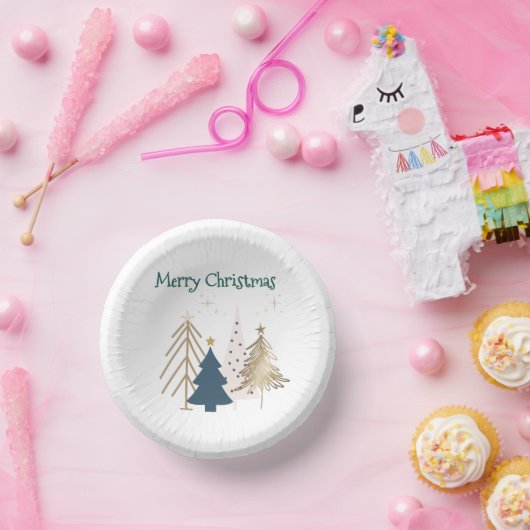 White 4 Green Pink Gold Christmas Trees Party  Papieren Kommen (Feest)