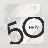 White 50 decade Birthdday Briefkaart (Voorkant / Achterkant)