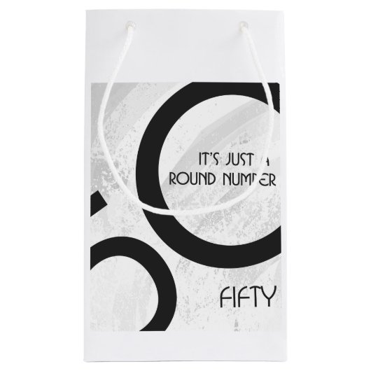 White 50 decade Birthdday Klein Cadeauzakje (Achterkant)