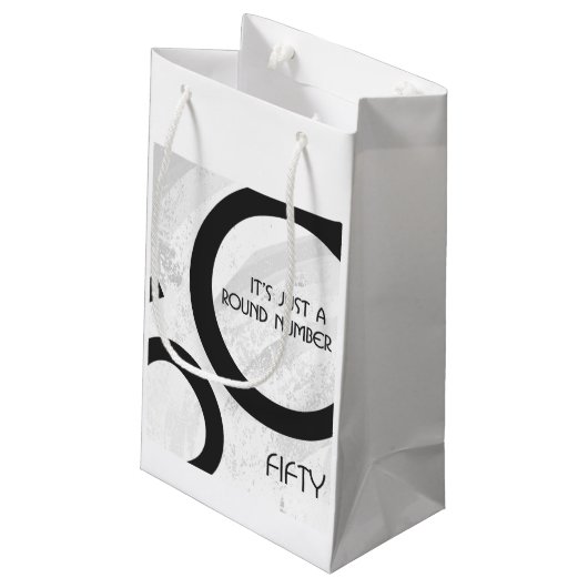 White 50 decade Birthdday Klein Cadeauzakje (Achterkant Gekanteld)