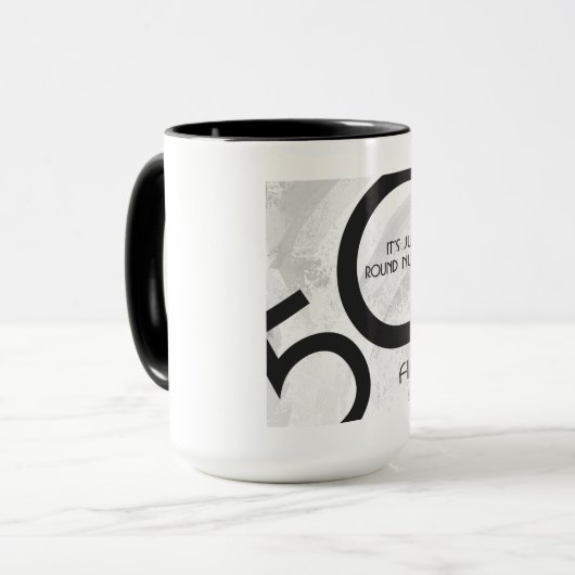 White 50 decade Birthdday Mok (Voorkant links)