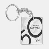 White 50 decade Birthdday Sleutelhanger (Voorkant Links)