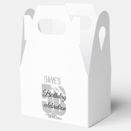 White 50th Any Age Birthday Party Custom Bedankdoosjes (Geopend)