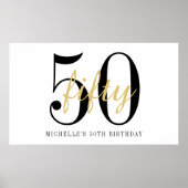 White 50th Birthday Party Black Gold Chic  Poster (Voorkant)