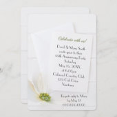 White 55th Jubileum Party Cosmos on White Wood Kaart (Voorkant / Achterkant)