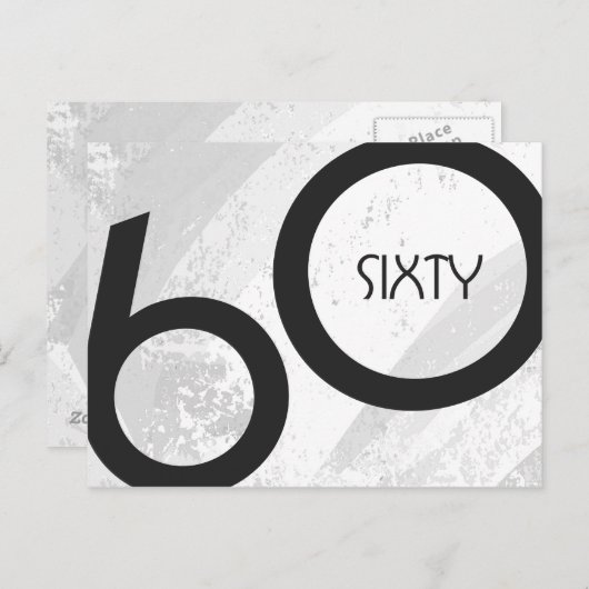 White 60 decade Birthday Briefkaart (Voorkant / Achterkant)