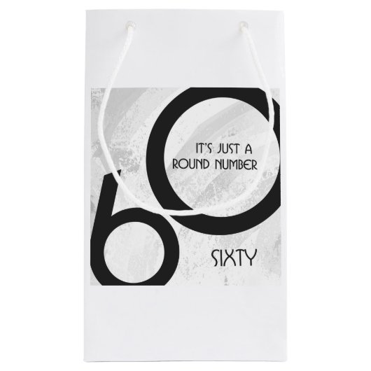 White 60 decade Birthday Klein Cadeauzakje (Achterkant)