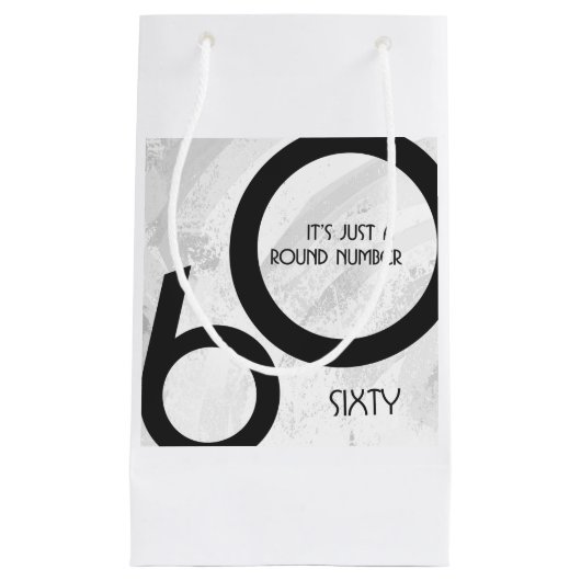 White 60 decade Birthday Klein Cadeauzakje (Voorkant)