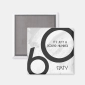 White 60 decade Birthday Magneet (Voorkant / Achterkant)