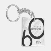 White 60 decade Birthday Sleutelhanger (Voorkant Links)