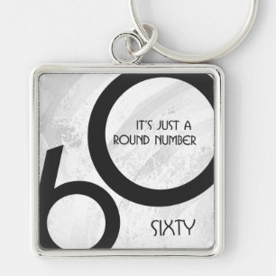 White 60 decade Birthday Sleutelhanger