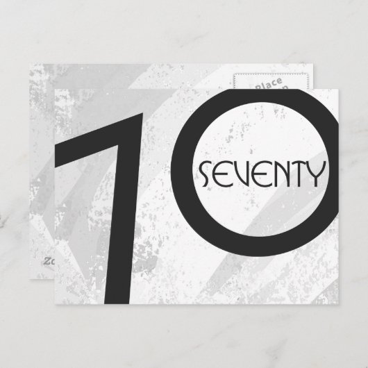 White 70 Decade Birthday Briefkaart (Voorkant / Achterkant)