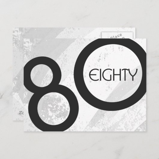 White 80 Decade Birthday Briefkaart (Voorkant / Achterkant)