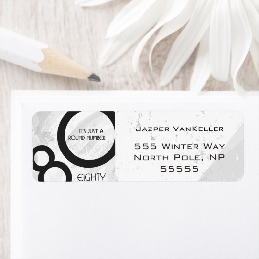 White 80 Decade Birthday Etiket (Insitu)