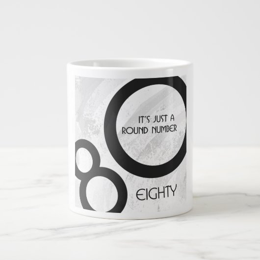 White 80 Decade Birthday Grote Koffiekop (Voorkant)