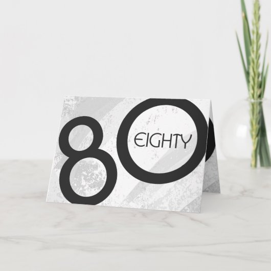 White 80 Decade Birthday Kaart (Voorkant)