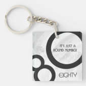 White 80 Decade Birthday Sleutelhanger (Voorkant)