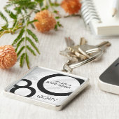 White 80 Decade Birthday Sleutelhanger (Zijkant)
