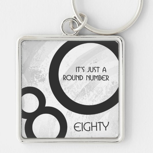 White 80 Decade Birthday Sleutelhanger (Voorkant)