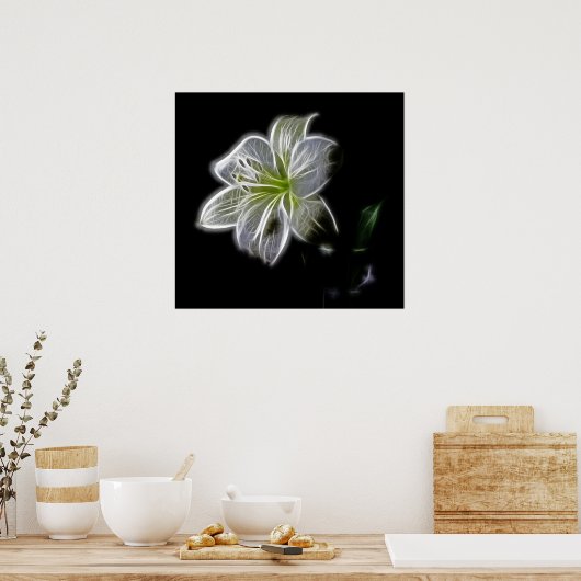 white-82698 white lily flower natuur Beautha digit Poster (Keuken)