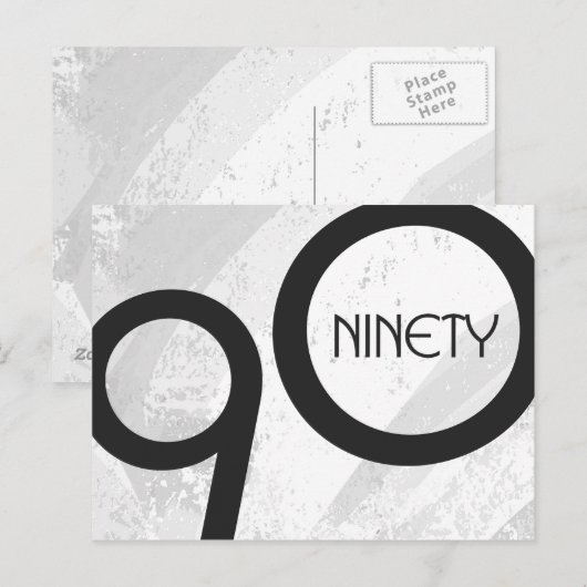 White 90 Decade Birthday Briefkaart (Voorkant / Achterkant)