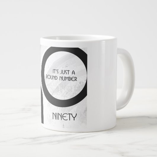 White 90 Decade Birthday Grote Koffiekop (Voorkant rechts)