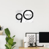 White 90 Decade Birthday Poster (Thuiskantoor)