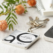 White 90 Decade Birthday Sleutelhanger (Zijkant)