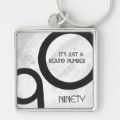 White 90 Decade Birthday Sleutelhanger (Voorkant)