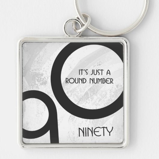 White 90 Decade Birthday Sleutelhanger (Voorkant)