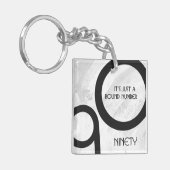 White 90 decade Birthdday Sleutelhanger (Voorkant Links)