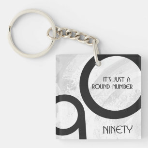 White 90 decade Birthdday Sleutelhanger